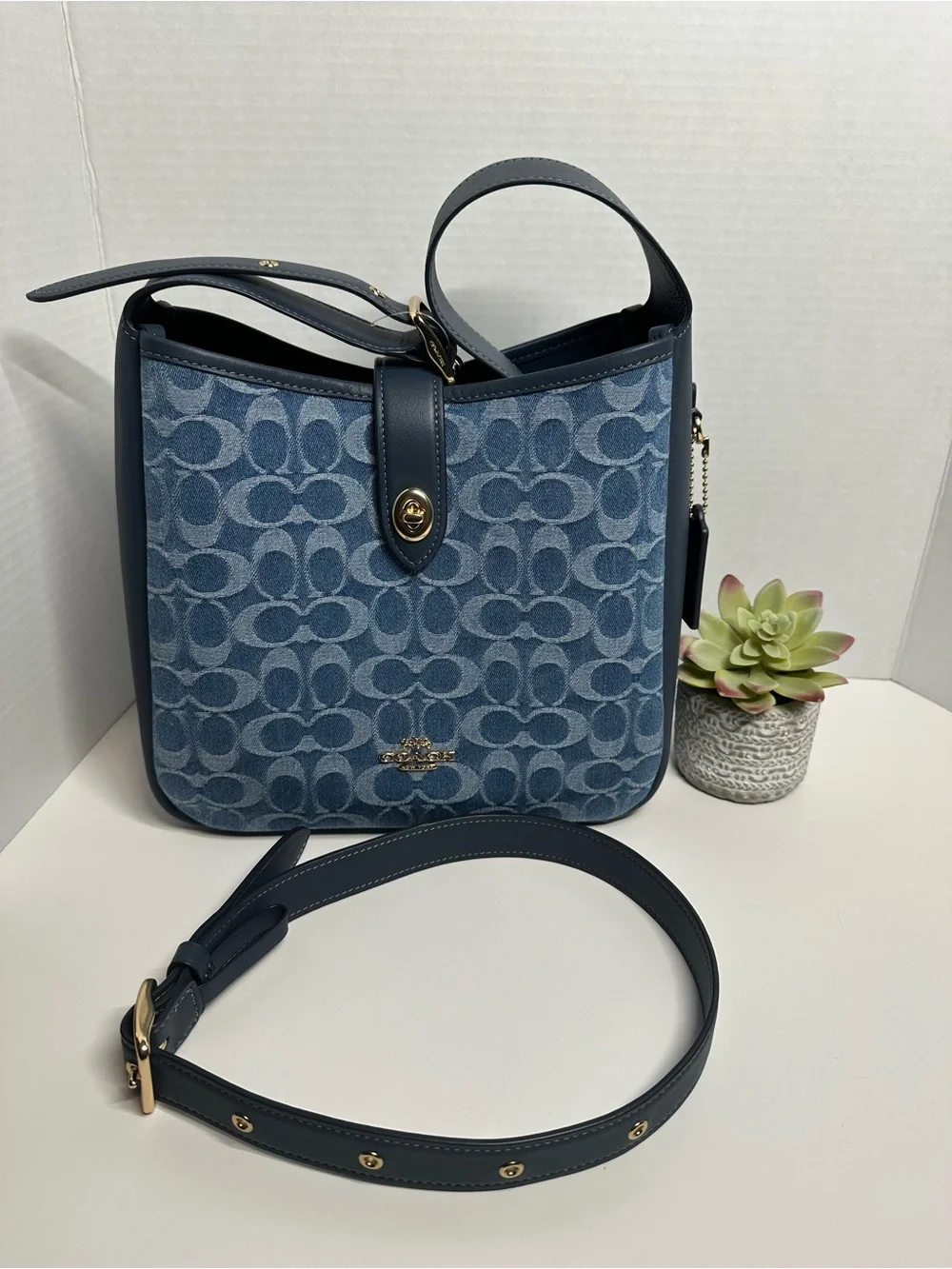 Coach Denim Signature Shoulder Bag in Blue
